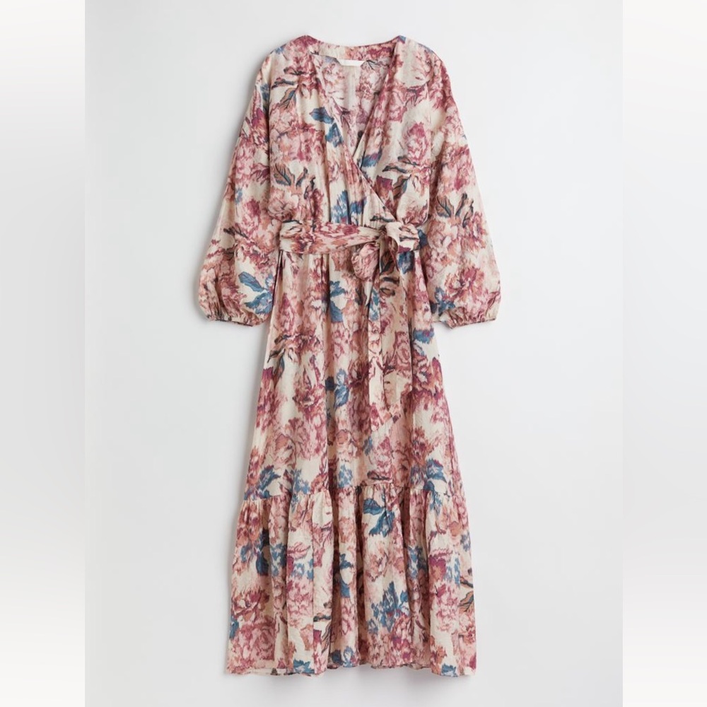 H&M Floral Maxi Dress in Cream, Pink and Blue
